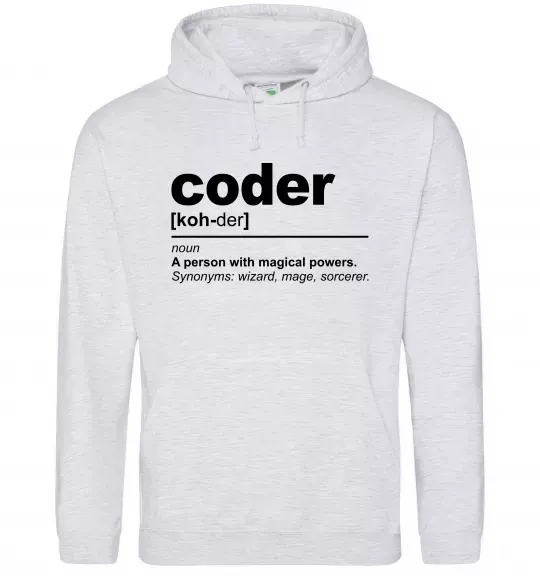 Женская толстовка (худи) Coder Серый меланж фото