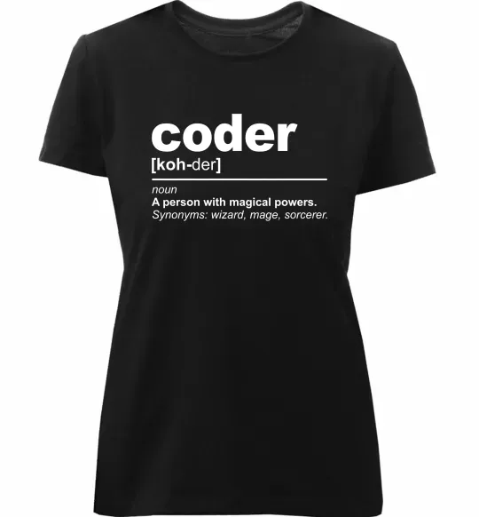 Жіноча преміум футболка Coder Чорний фото