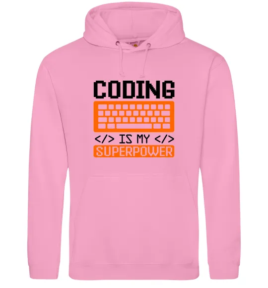 Чоловіча толстовка (худі) Coding is my superpower Рожевий фото