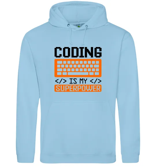 Чоловіча толстовка (худі) Coding is my superpower Блакитний фото
