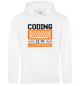 Женская толстовка (худи) Coding is my superpower Белый фото