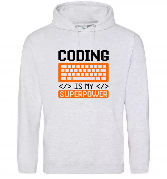 Жіноча толстовка (худі) Coding is my superpower Сірий меланж фото