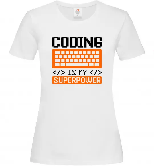 Женская футболка Coding is my superpower Белый фото