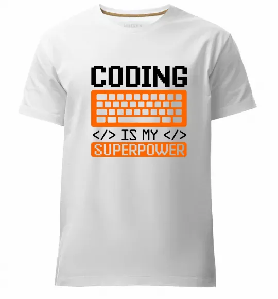 Чоловіча преміум футболка Coding is my superpower Білий фото