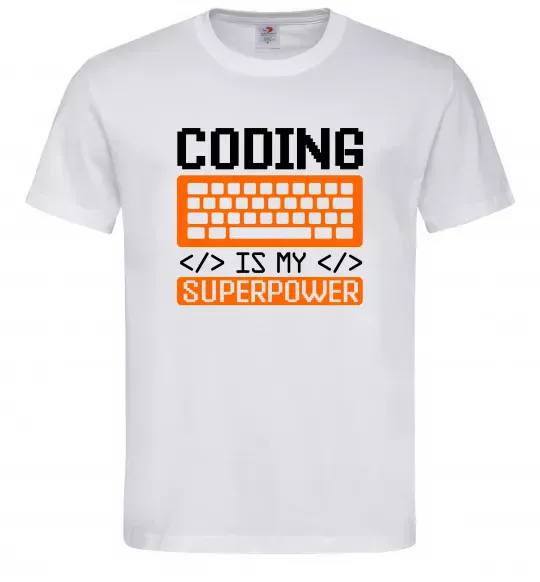 Мужская футболка Coding is my superpower Белый фото