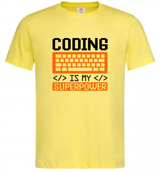 Мужская футболка Coding is my superpower Лимонный фото