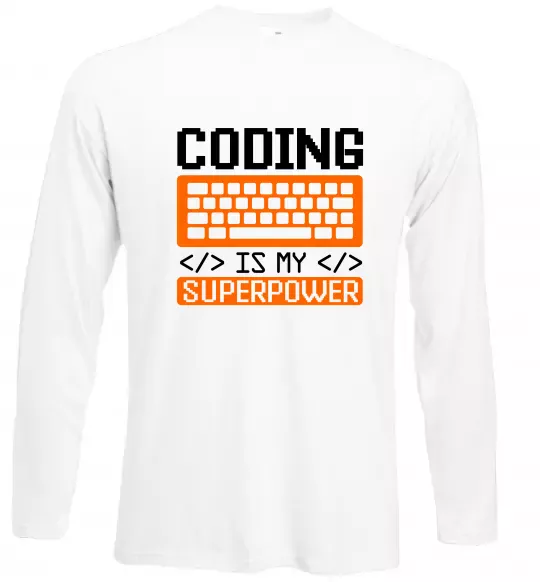 Лонгслів Coding is my superpower Білий фото