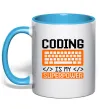 Чашка з кольоровою ручкою Coding is my superpower Блакитний фото