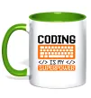 Чашка з кольоровою ручкою Coding is my superpower Зелений фото