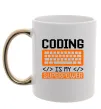Чашка з кольоровою ручкою Coding is my superpower Золото фото