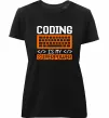 Женская премиум футболка Coding is my superpower Черный фото