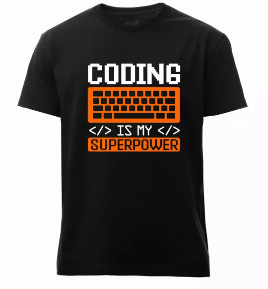 Чоловіча преміум футболка Coding is my superpower Чорний фото