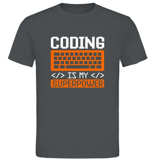 Мужская футболка Coding is my superpower Графит фото