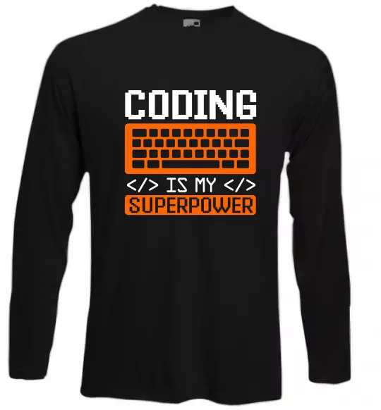 Лонгслів Coding is my superpower Чорний фото