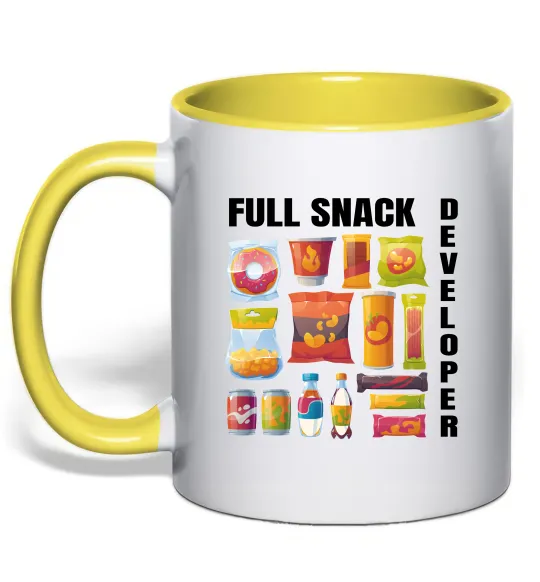 Чашка с цветной ручкой Full Snack developer Лимонный фото