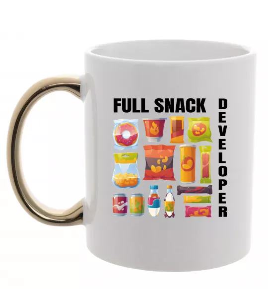 Чашка з кольоровою ручкою Full Snack developer Золото фото