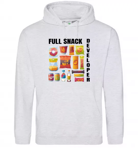 Мужская толстовка (худи) Full Snack developer Серый меланж фото