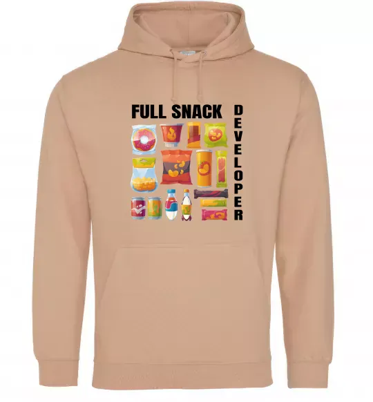 Мужская толстовка (худи) Full Snack developer Песочный фото