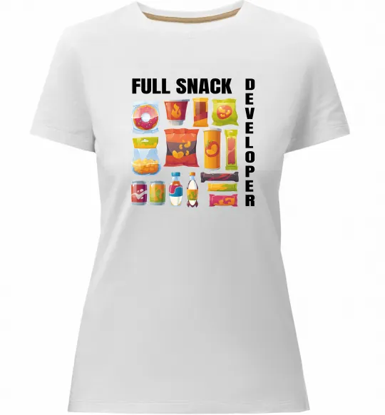 Женская премиум футболка Full Snack developer Белый фото