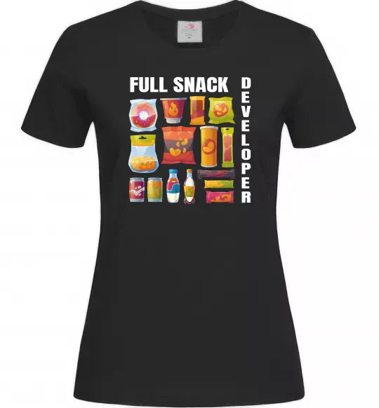 Женская футболка Full Snack developer Черный фото