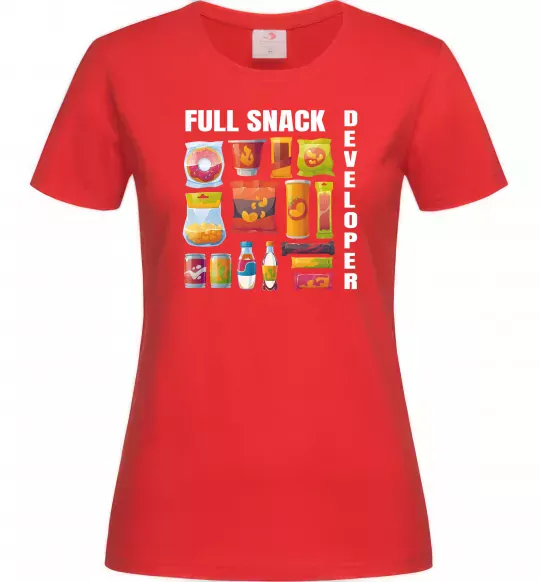 Женская футболка Full Snack developer Красный фото