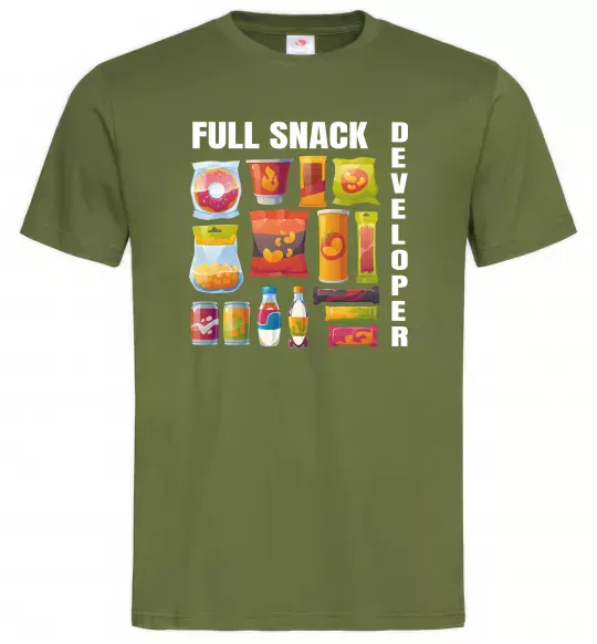 Мужская футболка Full Snack developer Оливковый фото