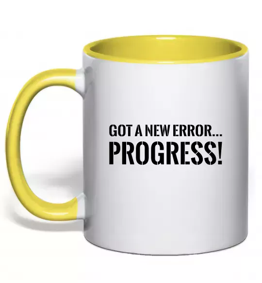 Чашка з кольоровою ручкою New error Progress Сонячно жовтий фото
