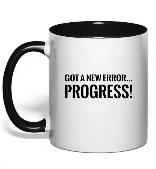 Чашка з кольоровою ручкою New error Progress Чорний фото
