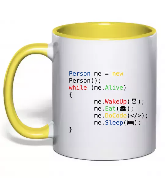 Чашка з кольоровою ручкою Object person Сонячно жовтий фото