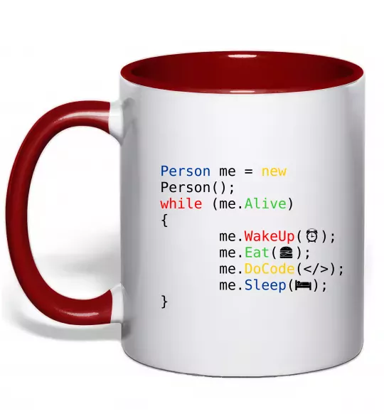 Чашка з кольоровою ручкою Object person Червоний фото