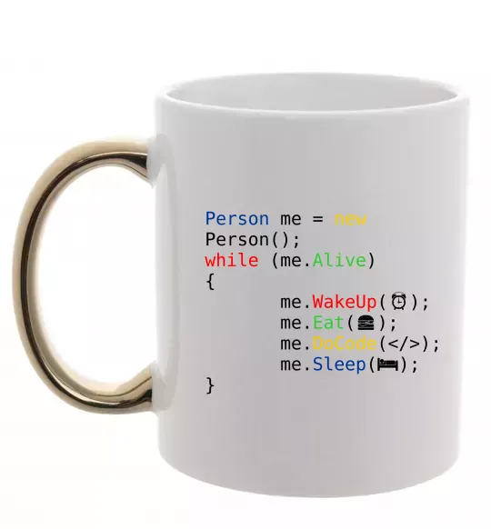 Чашка з кольоровою ручкою Object person Золото фото