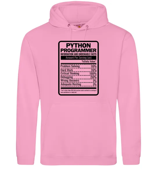 Чоловіча толстовка (худі) Python programmer Рожевий фото