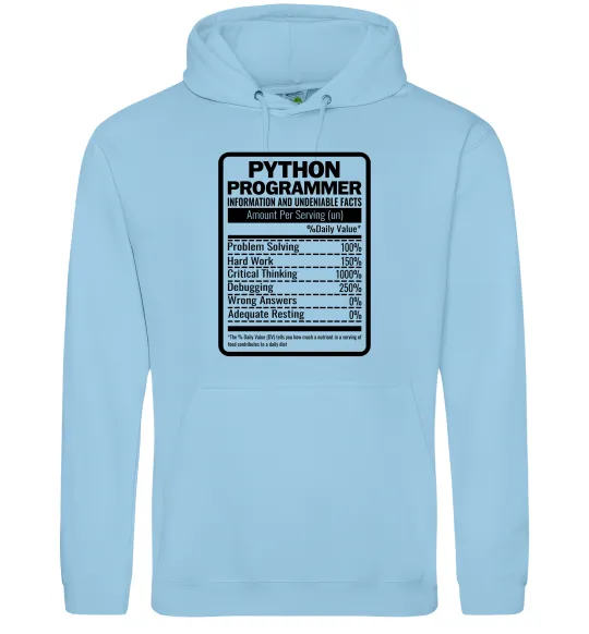 Чоловіча толстовка (худі) Python programmer Блакитний фото