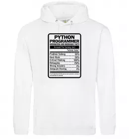 Женская толстовка (худи) Python programmer Белый фото