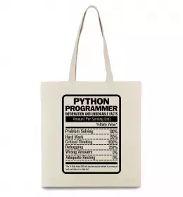 Еко-сумка Python programmer Бежевий фото