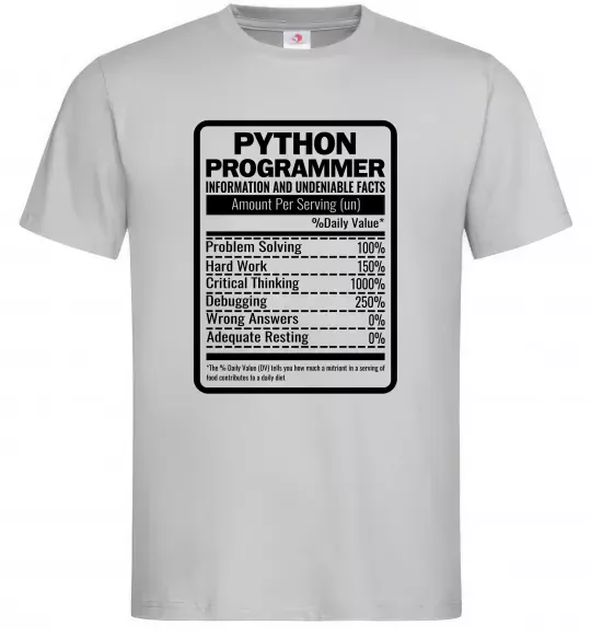 Мужская футболка Python programmer Серый фото