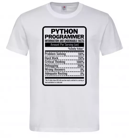 Мужская футболка Python programmer Белый фото