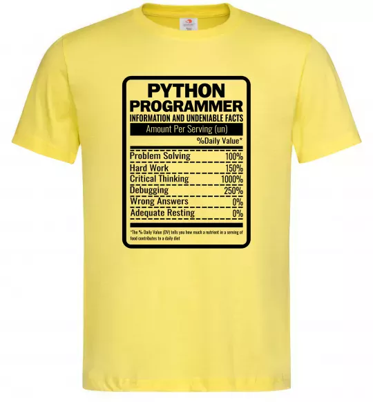 Мужская футболка Python programmer Лимонный фото