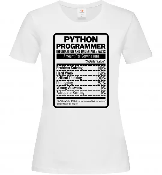 Жіноча футболка Python programmer Білий фото
