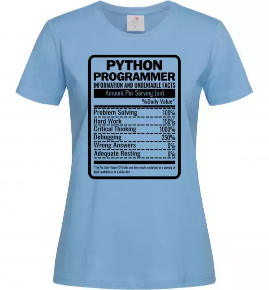 Жіноча футболка Python programmer Блакитний фото