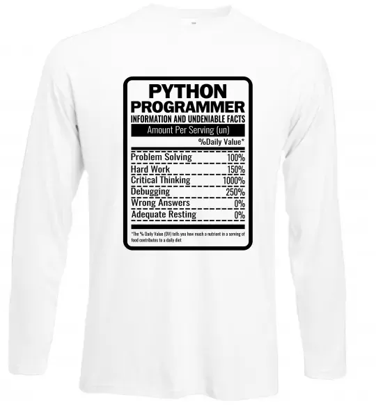 Лонгслив Python programmer Белый фото