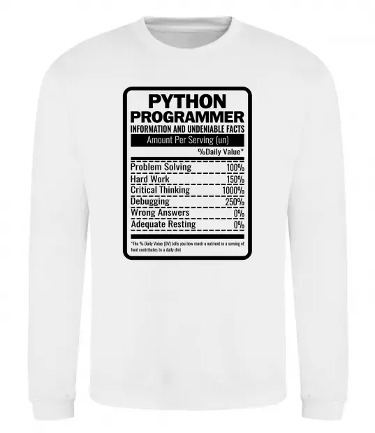 Свитшот Python programmer Белый фото