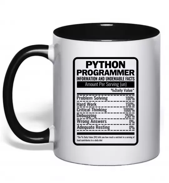 Чашка з кольоровою ручкою Python programmer Чорний фото