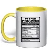 Чашка з кольоровою ручкою Python programmer Лимонний фото