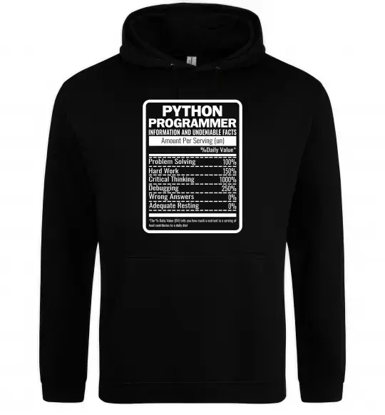 Чоловіча толстовка (худі) Python programmer Чорний фото
