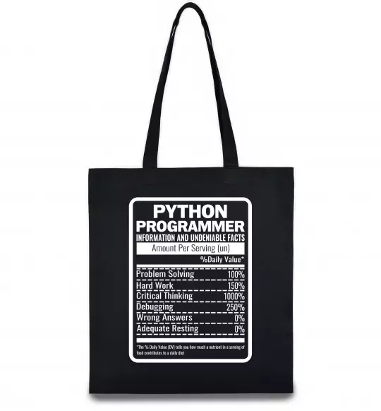 Эко-сумка Python programmer Черный фото