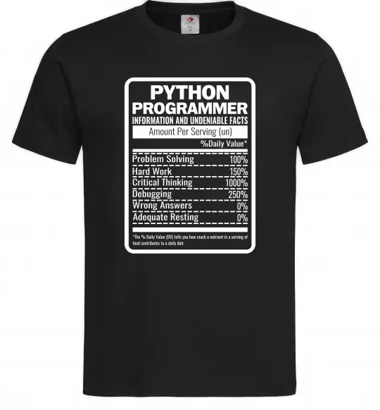 Мужская футболка Python programmer Черный фото