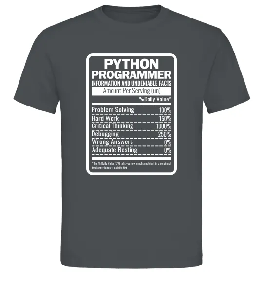 Мужская футболка Python programmer Графит фото