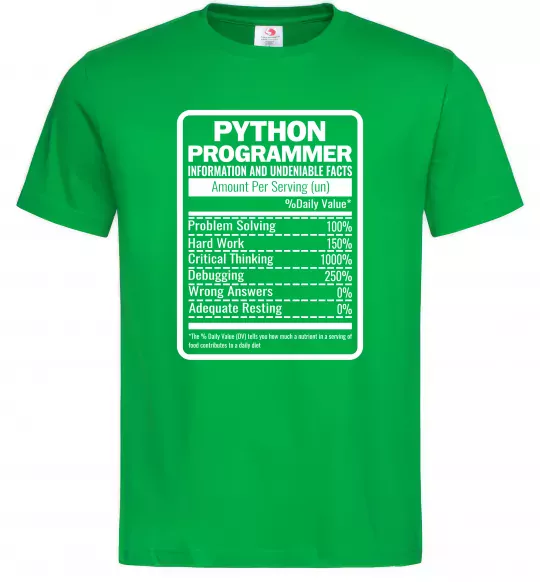 Мужская футболка Python programmer Зеленый фото