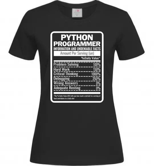 Жіноча футболка Python programmer Чорний фото